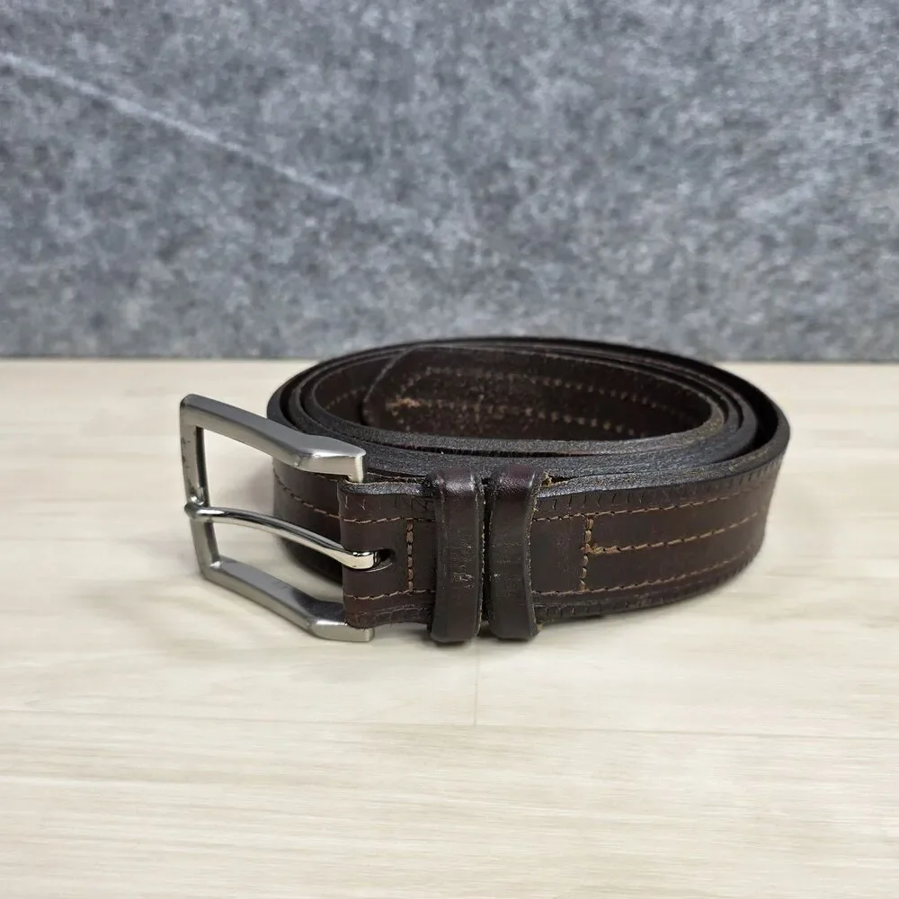 Johnston & Murphy Brown Leather Dress Belt 3 Stitch 75-6603 Men's Size 42‎